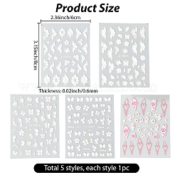 5 шт. 5 стиля наклейки для ногтей с изображением цветов и бабочек для домашних животных&nbsp;MRMJ-SP0001-16