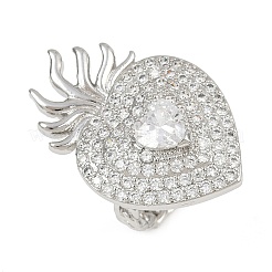 Латунные кольца из манжеты с прозрачным цирконием&nbsp;RJEW-P155-04B-P