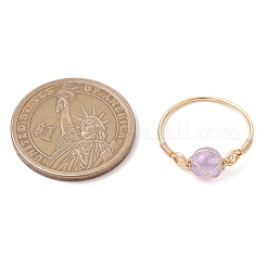 Круглые натуральные кольца с розовым кварцем&nbsp;RJEW-JR00816