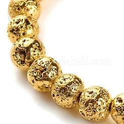 Натуральный лавовый камень и синтетический черный камень круглые бусины энергетические эластичные браслеты&nbsp;BJEW-JB06969