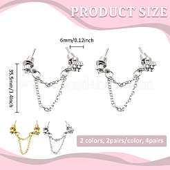 4 пара сережек-гвоздиков из цинкового сплава с кристаллами и стразами 2 цветов&nbsp;EJEW-GO0002-09