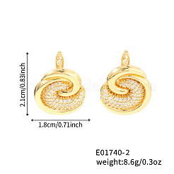 Серьги-гвоздики из латуни с прозрачным кубическим цирконием во французском стиле в форме завитка&nbsp;HY3681-2