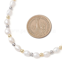 Ожерелья из натурального культивированного пресноводного жемчуга и рисовых бусин&nbsp;NJEW-JN05703