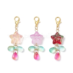 3 шт. подвесные стеклянные бусины в форме капли звезды&nbsp;HJEW-JM04132