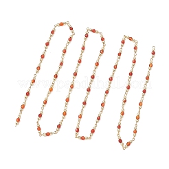 Цепочки из круглых звеньев с бусинами из натурального агата&nbsp;AJEW-JB01533-03