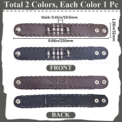 2 шт. 2 цвета браслеты из кожи с черепом на Хэллоуин для мужчин&nbsp;BJEW-GF0001-29