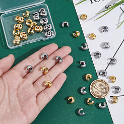 50 шт. 2-х цветные крышки для обжимных бусин из нержавеющей стали 304&nbsp;STAS-GA0001-86