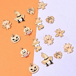 14 шт. 7 стиля хэллоуин тематика стойка покрытие светящийся сплав эмаль подвески&nbsp;ENAM-FS0002-10G