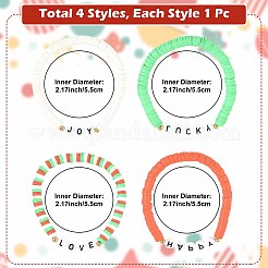 4 комплект браслетов ручной работы из полимерной глины с бусинами хейши&nbsp;BJEW-FS00030