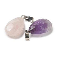 Подвески из натурального кварцевого кристалла/натурального розового кварца/натурального аметиста&nbsp;G-K385-07P