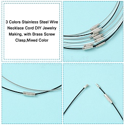 30 шт. 3-цветный шнур из нержавеющей стали для ожерелья&nbsp;TWIR-YW0001-04