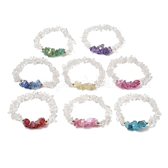 Браслеты из натуральных кварцевых бусин и гальванизированных бусин из натурального кварца для женщин&nbsp;BJEW-JB12279