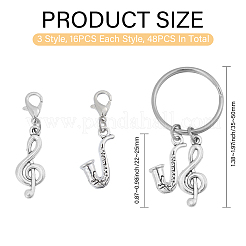 48 шт. 3 стильных подвесных украшения из сплава и брелок&nbsp;HJEW-CA00047