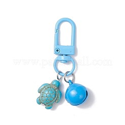 5 шт. подвеска в виде черепахи из искусственной бирюзы и железного колокольчика&nbsp;HJEW-JM04261