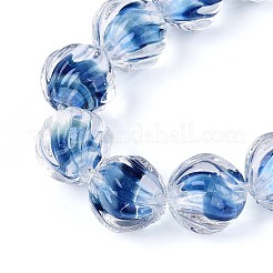 Фактурные внутренние бусины-лэмпворк ручной работы с цветком&nbsp;LAMP-T024-07B