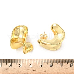 Изогнутые овальные серьги-гвоздики из латуни&nbsp;EJEW-F389-03G