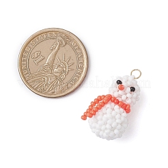 Подвески-снеговики из стеклянных бусин&nbsp;PALLOY-MZ01007-05