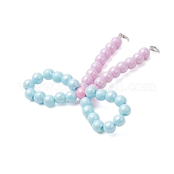 Непрозрачные акриловые бусины с латунными бусинами-обжимками и железными открытыми соединительными кольцами-подвесками&nbsp;PALLOY-JF03487