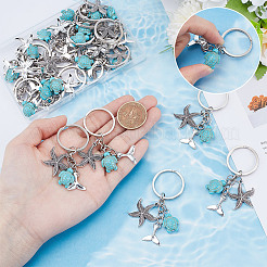 20 шт. брелок Ocean Themne из синтетической бирюзы и сплава&nbsp;KEYC-NB00016