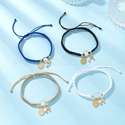 Браслеты с подвесками в форме овала с изображением Девы Марии и креста из нержавеющей стали 304 и натурального пресноводного жемчуга&nbsp;BJEW-JB12928