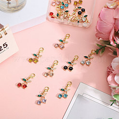 16 шт. 8-х цветные подвески из вишневого сплава со стразами&nbsp;HJEW-CA00024