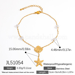 Летние пляжные браслеты на лодыжку из нержавеющей стали 304 с белыми круглыми пластиковыми подвесками в виде жемчужин.&nbsp;FS-WG119D8-01