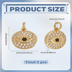 2шт латунные подвески из кубического циркония с микро-паве&nbsp;ZIRC-LP0001-58