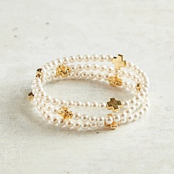 Летние латунные браслеты с крестом и круглыми бусинами из искусственного жемчуга для женщин.&nbsp;NA3901
