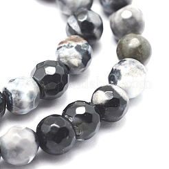 Граненые бусины из натурального огненного агата с треском&nbsp;G-F447-8mm-B06