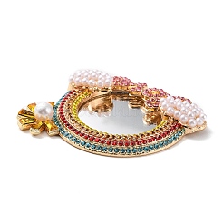 Зеркало для макияжа с радужным жемчугом и стразами&nbsp;LS-PALLOY-K008-05KCG