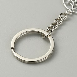 Плетеная сетка/паутина с брелком из сплава с подвеской из перьев&nbsp;KEYC-WH0004-74AS