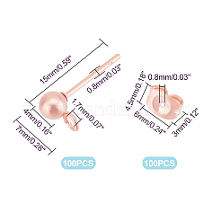 100 шт. железные серьги-гвоздики с шариками KK-UN0001-34