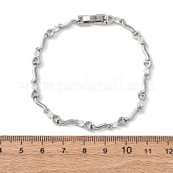 Латунные браслеты-цепочки с микропаве из прозрачных кубических цирконий для женщин&nbsp;BJEW-D387-02P