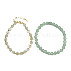 Комплект браслетов из натурального зеленого авантюрина для женщин&nbsp;BJEW-G752-02G-07