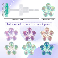 12 пара сережек-гвоздиков из смолы двух цветов&nbsp;EJEW-SP0001-13