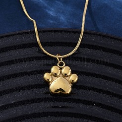 Ожерелья с подвеской в виде отпечатка собачьей лапы из нержавеющей стали 304 для женщин&nbsp;NJEW-Z044-13G