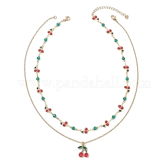 Подвеска из латуни с эмалью и красной вишней&nbsp;NJEW-JN05763