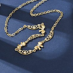 Латунные цепочки-банты и полые лунные звенья с прозрачными кубическими цирконами&nbsp;NJEW-D348-02G