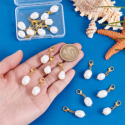 20 шт. овальный натуральный жемчужный кулон украшение&nbsp;HJEW-PH02069