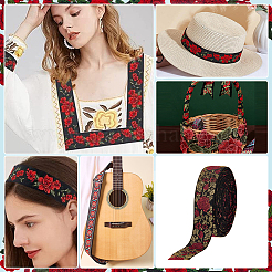 16.5 ярд цветочной винтажной жаккардовой полиэстеровой ленты&nbsp;OCOR-PH0007-38