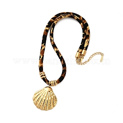 Ожерелья из фланелевого шнура с леопардовым принтом из нержавеющей стали 304&nbsp;NJEW-K289-01C-G