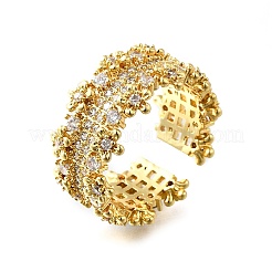 Регулируемые манжеты-кольца из латуни с микропаве из кубического циркония для женщин&nbsp;RJEW-U052-01B-G