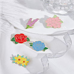 5 шт. 5 шт. эмалевых булавок с цветочным узором&nbsp;JEWB-LP0004-32