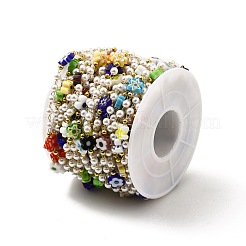 Цепочки из цветов и пластиковых бусин ручной работы CHS-I019-07G-01