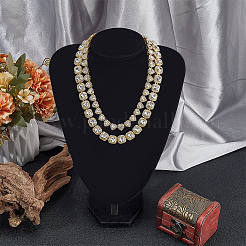 2 шт. 2 стиля цинковый сплав паве квадрат/сердце прозрачное стекло теннисные ожерелья для женщин&nbsp;NJEW-SP0001-08G