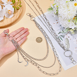 2 шт. 2 стиля сплава 3 слоя цепи ремень с кисточками для брюк&nbsp;AJEW-GF0011-95