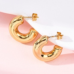 Серьги-гвоздики из нержавеющей стали 304 в форме буквы С&nbsp;LS-EJEW-A125-15G