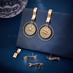 10 шт. латунная закрученная прямоугольная фурнитура для сережек-гвоздиков&nbsp;KK-BC0010-95