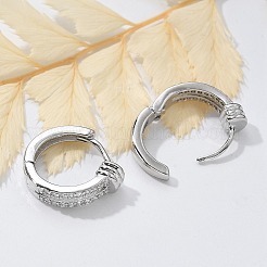 Серьги-кольца из латуни с прозрачным фианитом&nbsp;EJEW-Q014-19P