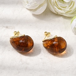 Серьги-гвоздики из латунной смолы в форме капли&nbsp;EJEW-P333-08G-02